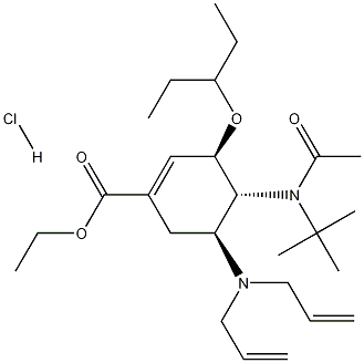 (3R,4R,5S)-4-n-acetyl(1,1-dimethylethyl)amino-5-N,N-diallylamino-3-(1-ethylpropoxy)-1-cyclohexene-1-carboxylic acid ethyl ester monohydrochloride    